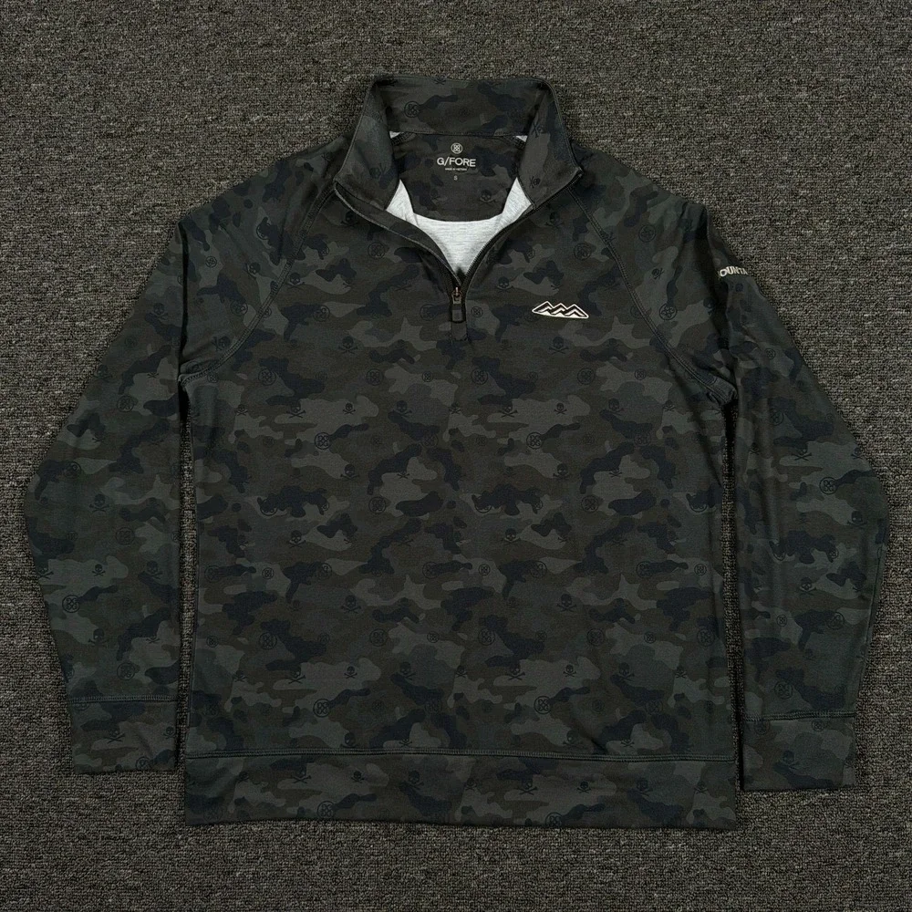 G/Fore Mens Small Green Camo Desert Springs Golf 1/4 Zip Pullover G4MS22K78
